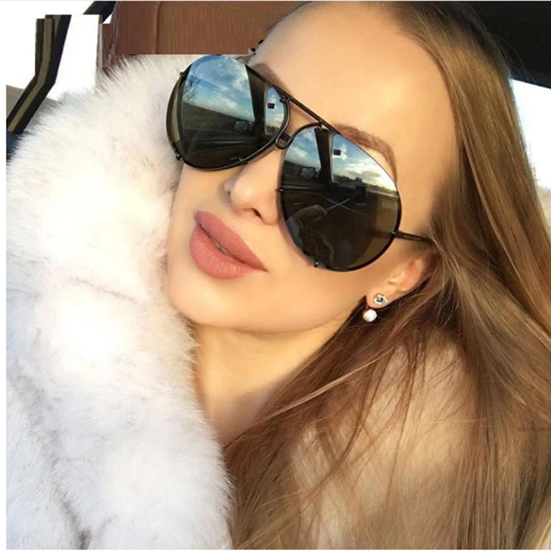 Черные солнцезащитные очки авиаторы для мужчин и женщин серебряное зеркало