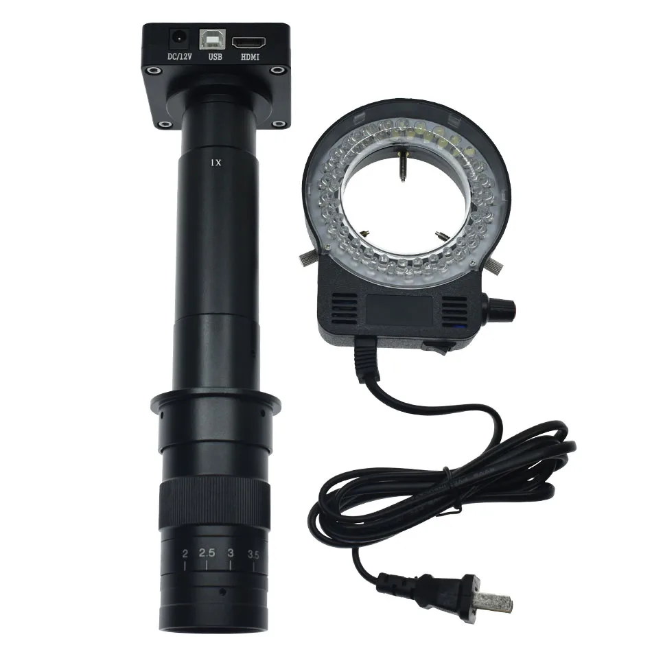 10X-300X Lens LED 36MP 1080P 2K 60FPS HDMI USB промышленный видео микроскоп камера+ 180X 300X 360X 600X Регулируемый зум C-mount объектив - Цвет: 10X-300X Lens LED