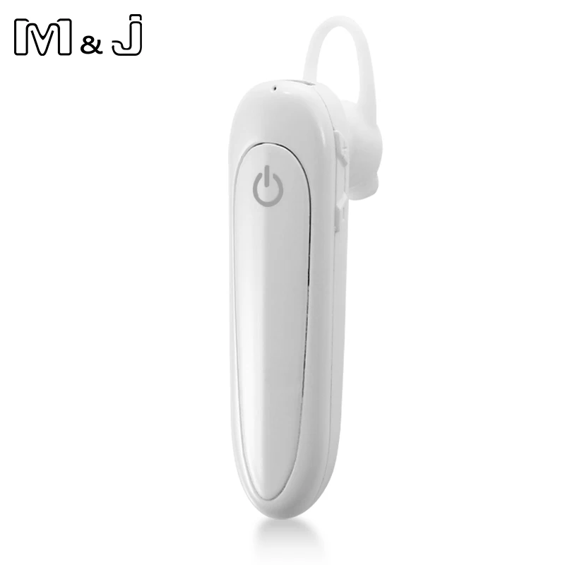 Белый M& J бизнес Bluetooth гарнитура для автомобиля Bluetooth наушники Hands Free с микрофоном ушной крючок Bluetooth беспроводные наушники для iPhone xiaomi - Цвет: Белый
