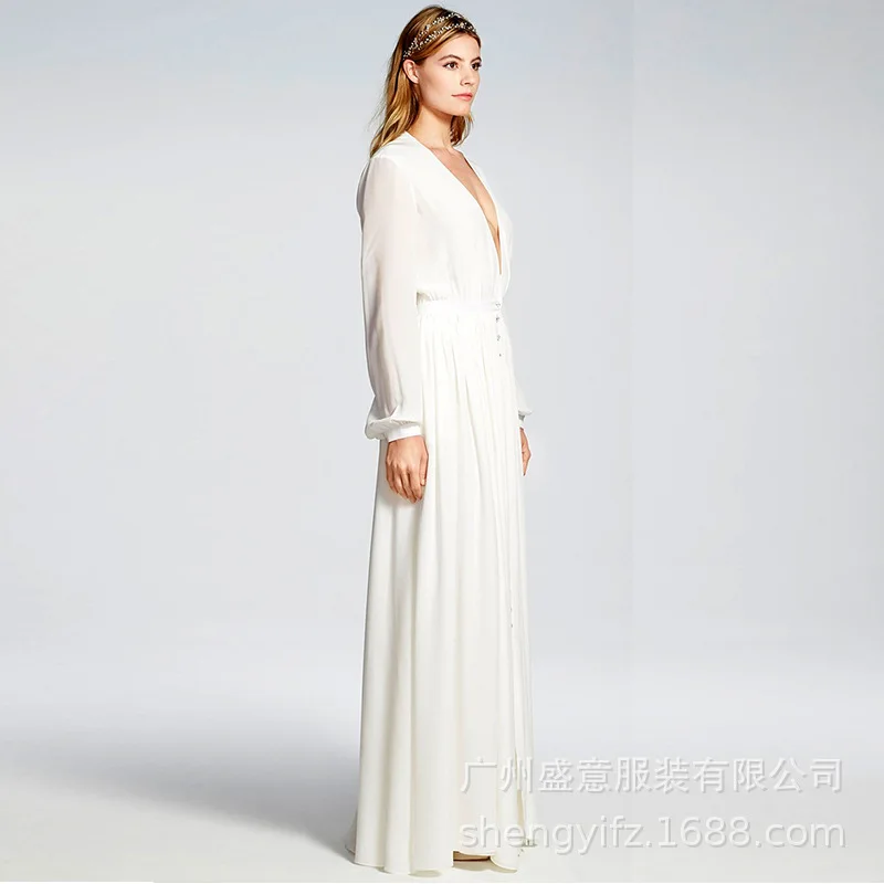 Новинка 2019 женское платье в европейском и американском стиле с глубоким V