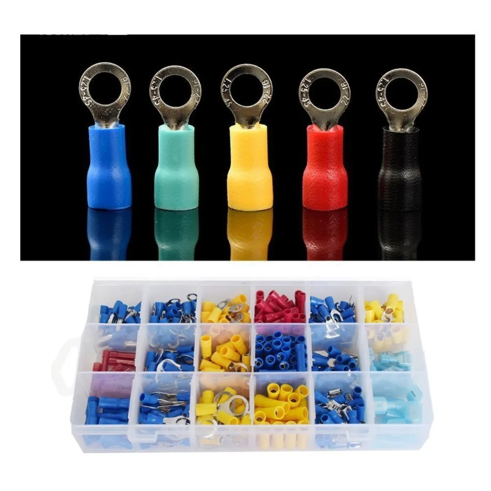 Набор обжимных клемм с термоусадочной изоляцией, набор обжимных клемм с зажимом для зачистки проводов, 360 шт