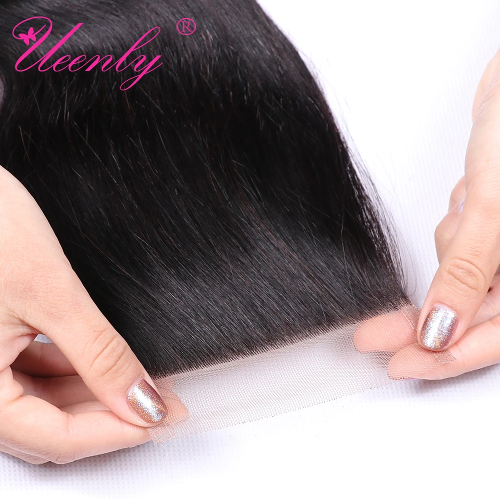 UEENLY Peruvian Body Wave Lace Closure 4*4 Free/Middle/Three Part 130% Swiss Remy Human Hair Free Shipping | Шиньоны и парики