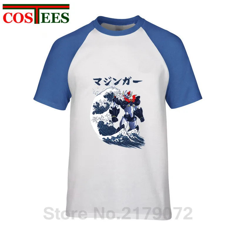 2019 New Arrival Japanese kanji Mazinger Wave T shirt men anime robot wave T-shirt Japan manga Teeshirt hombre camiseta | Мужская одежда