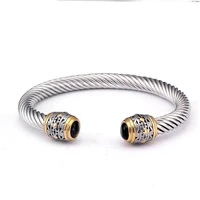 vintage braided open fashion cuff bangles for men male jewelry ancient stainless steel sporty charm bracelets bangles