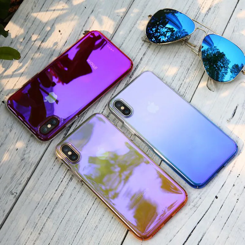 GURIOO градиент голубое освещение чехол для iPhone X 10 покрытие Цвет крышка чехлы