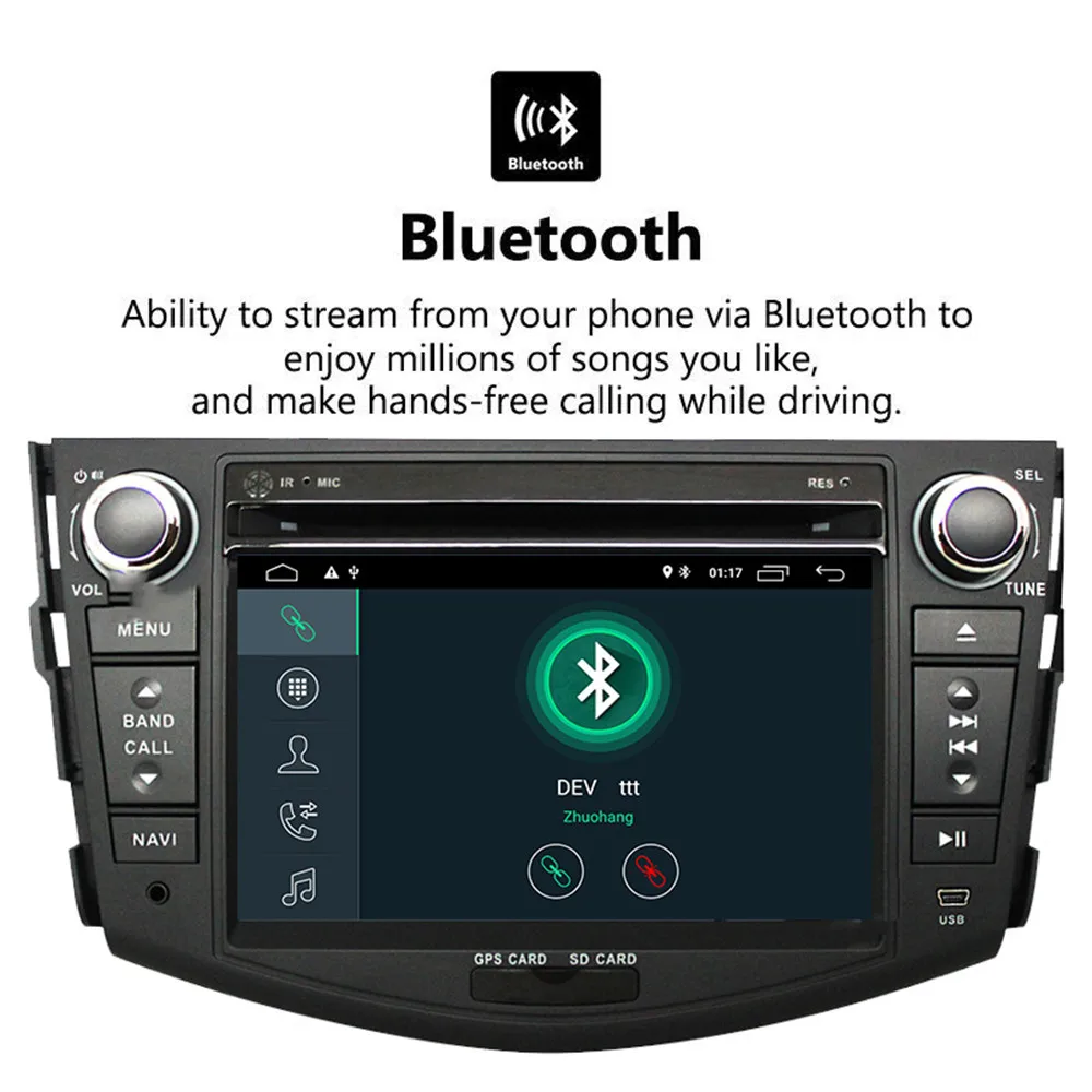 Автомобильный DVD-плеер с GPS-навигацией Android 9 1 для Toyota RAV4 2007 2008 2009 2010 2011 2 din 1024*600
