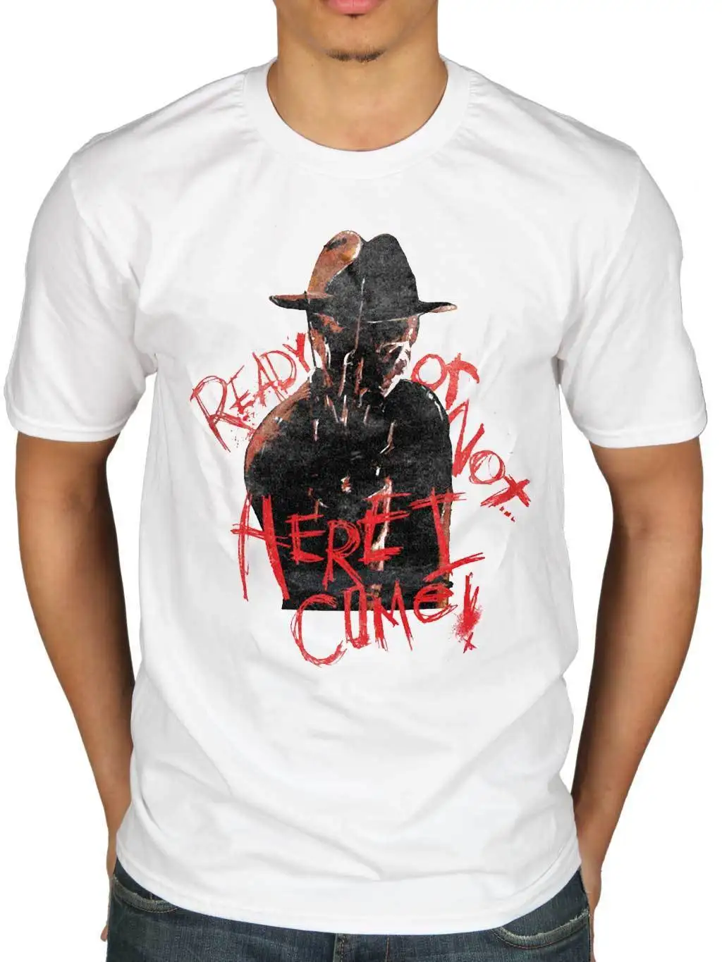 Официальный кошмар на Elm Street Ready or Not Футболка Freddy Krueger Movie Poste Мужская футболка с