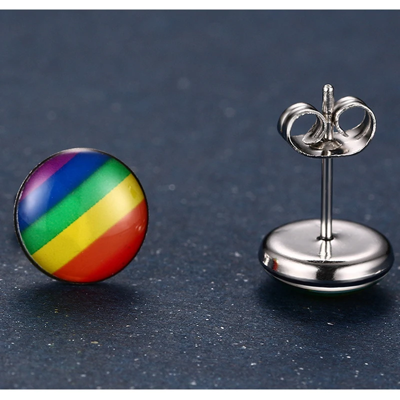 1 пара Прямая поставка радужные серьги-гвоздики нержавеющая сталь гей ЛГБТ