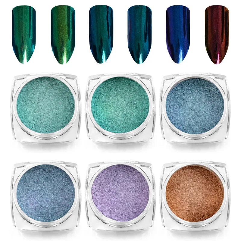 MEET ACROSS 6 Box/set Glimmer Nail Glitter Laser Gradient Mirror Effect 3D Powder Dust Manicure Nails Decoration | Красота и здоровье