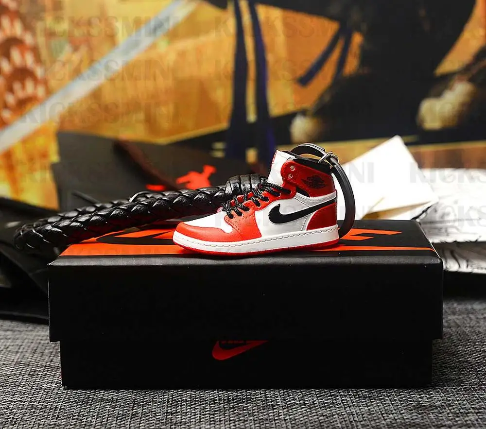 DIY Джордан Ретро OG Air Jordan 1 OG "Chicago" 3D кроссовок фигурный брелок сумка коробка Подвеска для пары Кукла аксессуар