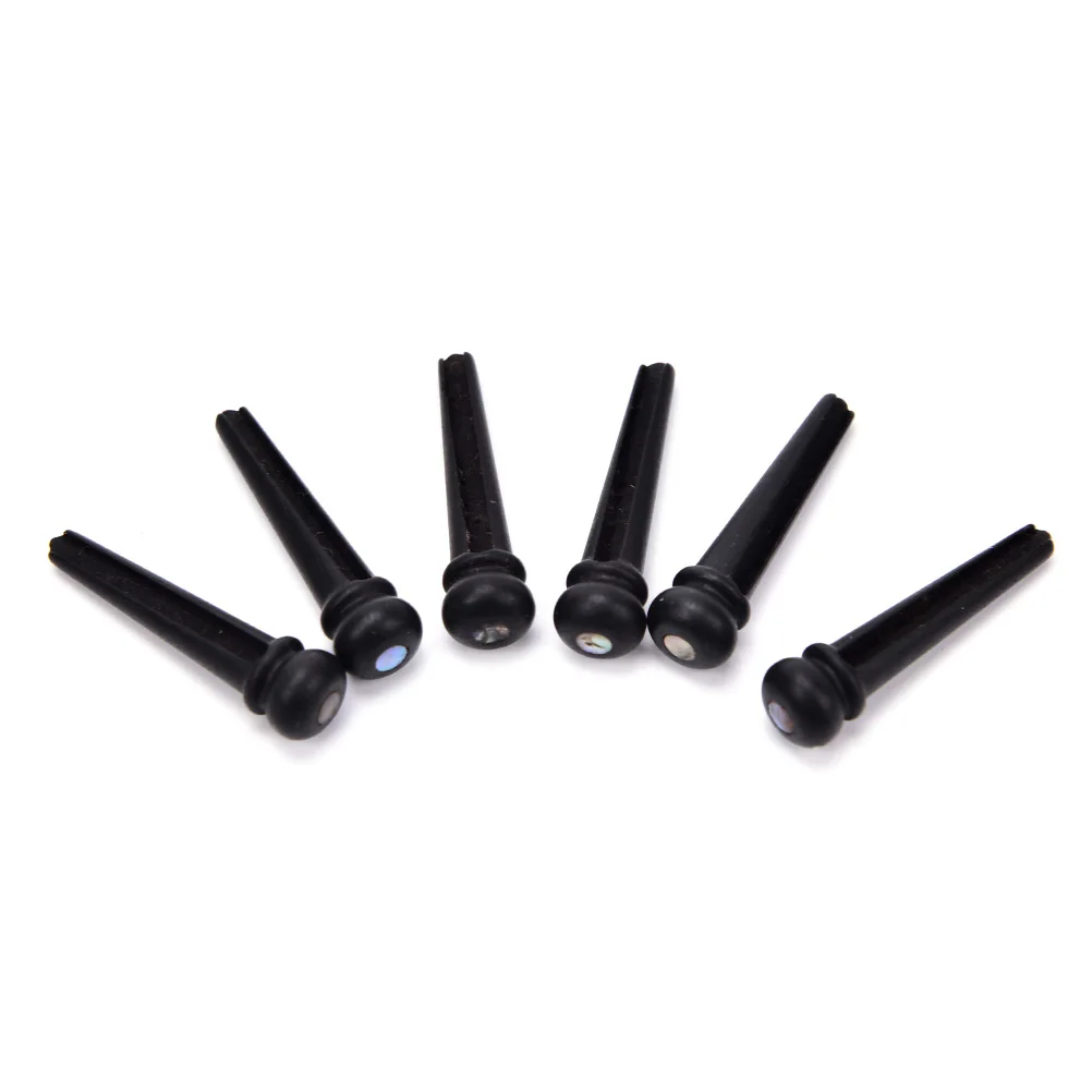 

6pcs Ebony Acoustic Guitar Bridge Pin With 4mm shell Dot Guitar Part Accessories