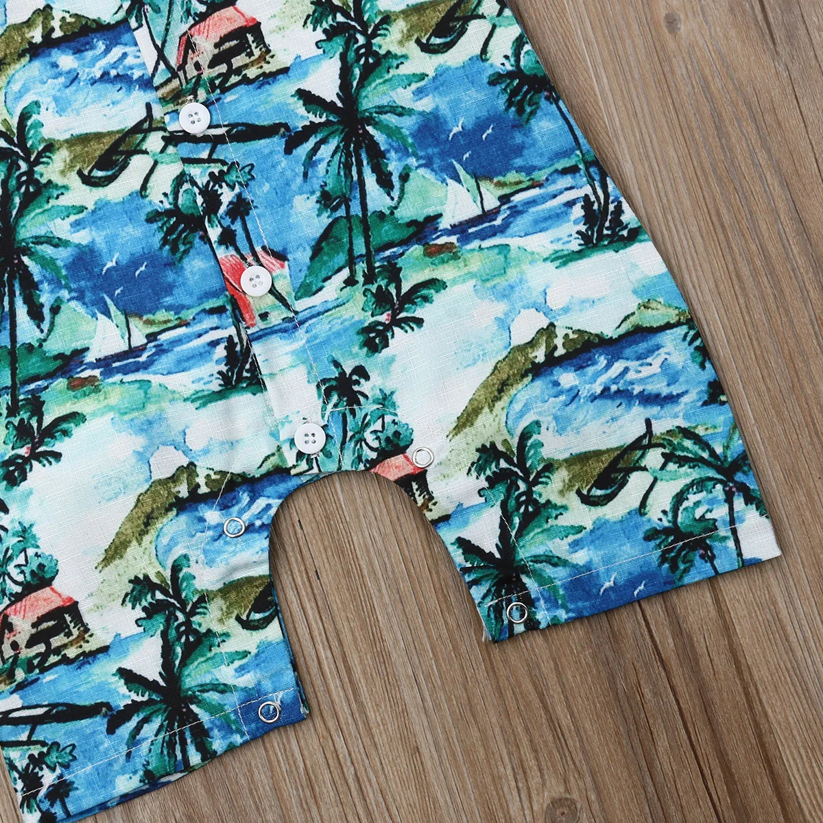 2019 Newborn Baby Boys Bodysuits Short Sleeves Hawaii Holiday Beach Sunsuits Print Button Clothes Outfits |