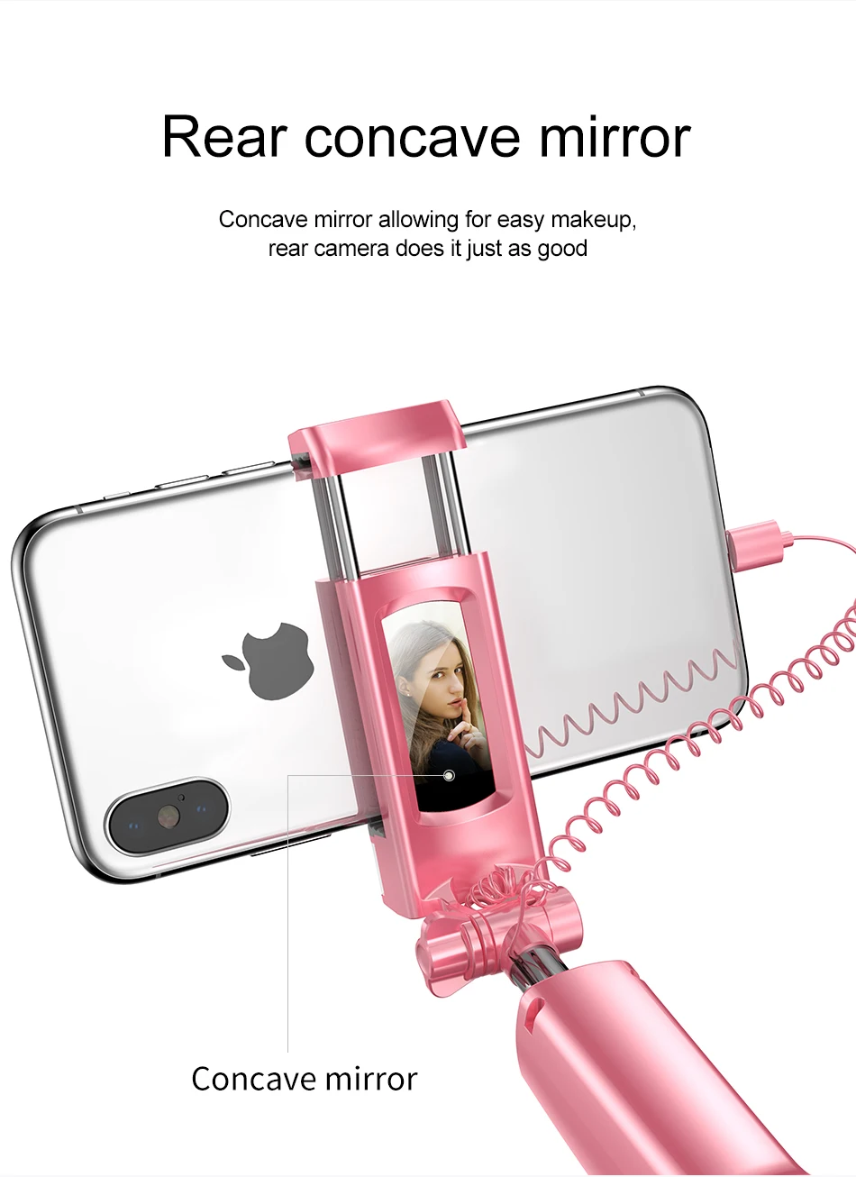 Складная селфи-палка Baseus Bluetooth Selfiestick+ Mirro+ заполняющий свет монопод для iPhone samsung Xiaomi Android Phone Stick