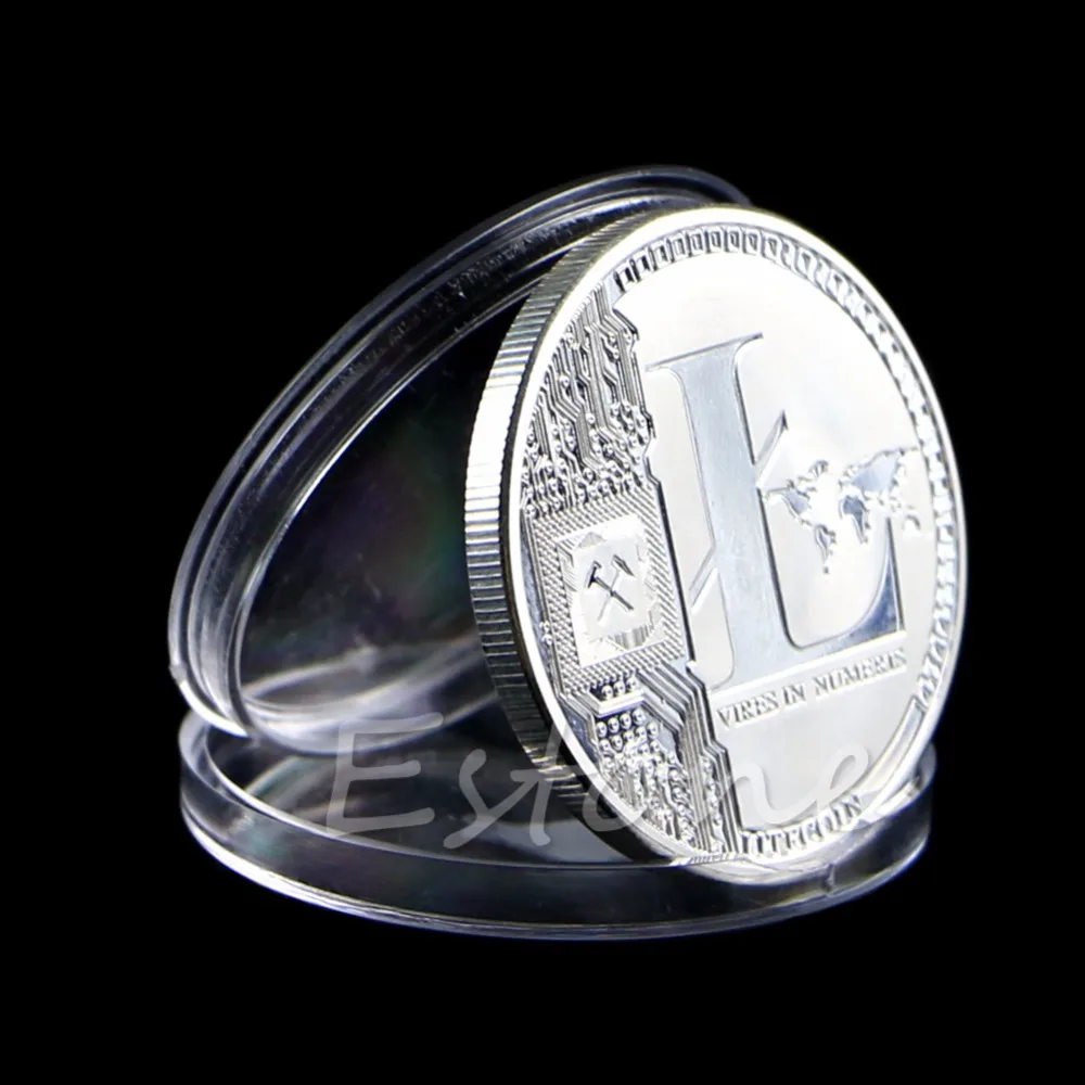 Коллекционная монета 1 унция Посеребренная медальон 25 LTC Litecoin Vires с цифрами