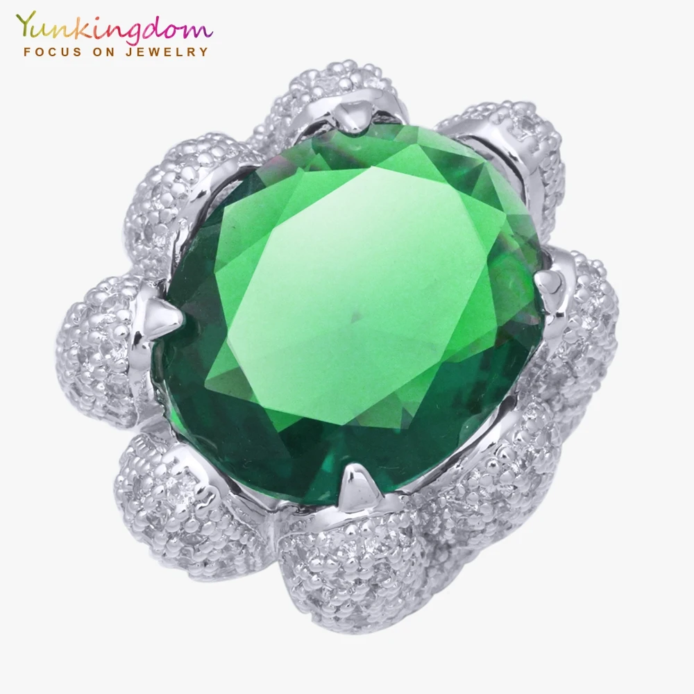 

Yunkingdom Anniversary Fashion Jewelry Show 31MM Green Cubic Zirconia Crystal Fine Rings For Women Ladies