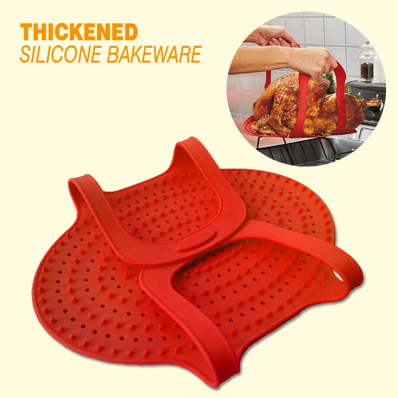 

Silicone Turkey Lifter Heat Resistant Non-Stick Oven Meat Roast Barbeque Mat