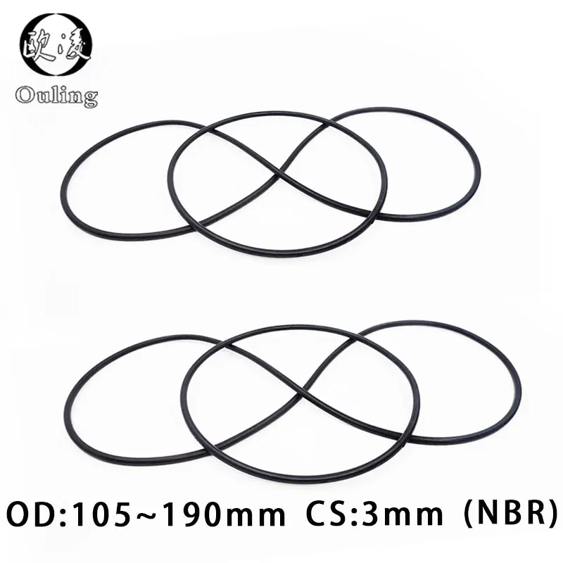 Уплотнительное кольцо NBR черное уплотнительное OD105/110/120/125/130/140/145/150/160/170/180/190*3 мм