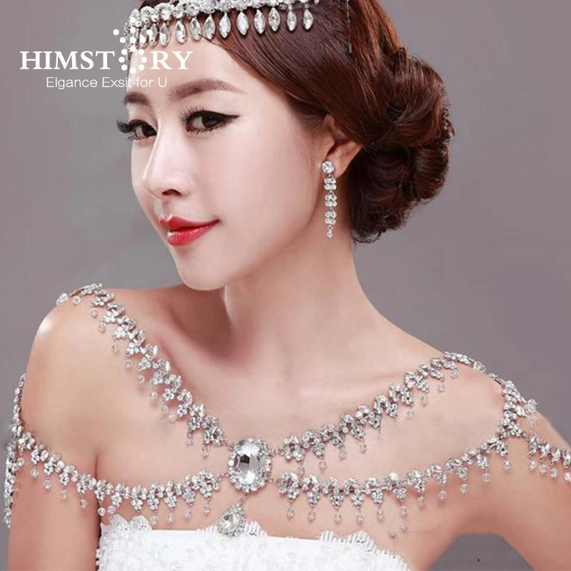 HIMSTORY роскошное королевское большое Кристальное капля свадебное ожерелье на