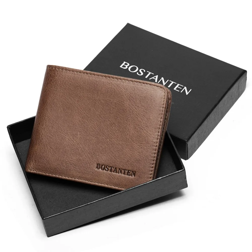 Мужской кошелек bolanten из натуральной кожи, RFID, с карманом для монет, короткие винтажные кошельки с держателями для карт, мужской кошелек с коробкой