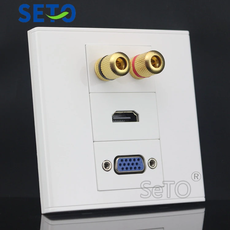 SeTo 86 Тип VGA и HDMI &amp Surround домашний кинотеатр настенная панель динамика розетка Keystone