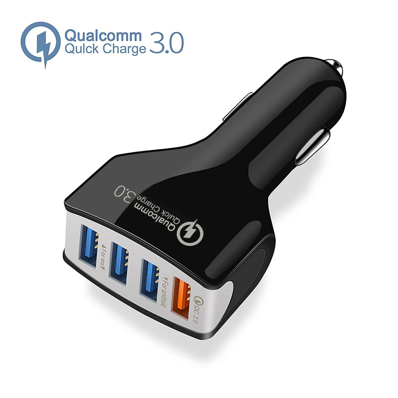 Автомобильное зарядное устройство QC3.0 с 4 портами USB, быстрое умное зарядное устройство для Samsung, Huawei, Xiaomi, IPhone, IPad, универсальное автомобильное зарядное устройство Автомобильное зарядное устройство QC3.0 с 4 портами USB, быстрое умное зарядное устройство для Samsung, Huawei, Xiaomi, IPhone, IPad, универсальное автомобильное зарядное устройство