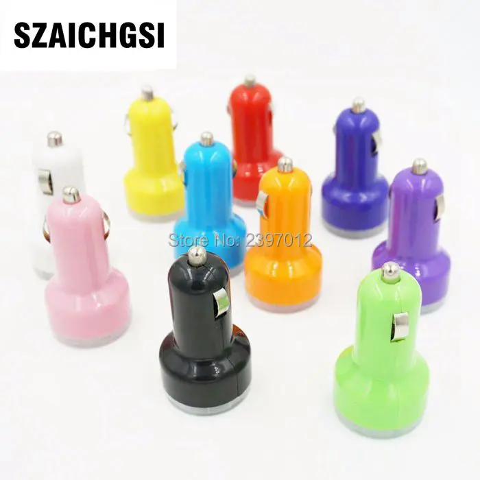 SZAICHGSI цветной двойной USB 2 порта автомобильное зарядное устройство сигарета 2.1A