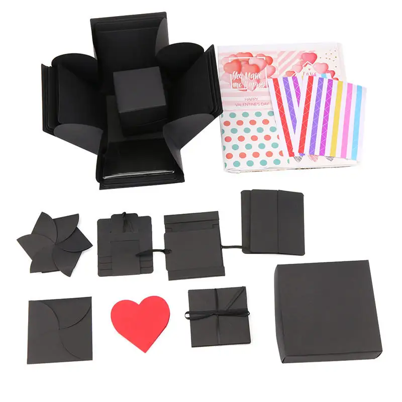 DIY Suprise Box Explosion Box для Дня Святого Валентина подарок на день рождения вечерние бумажное украшение для свадьбы коробка для скрапбукинга фотоальбом - Цвет: Box with Accessories