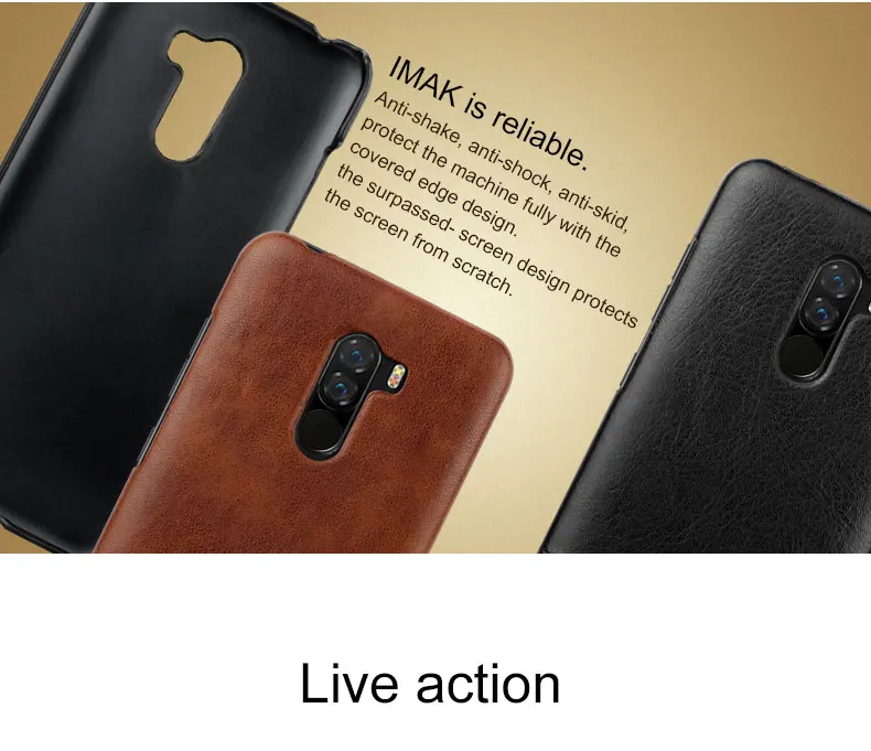 Imak Роскошные Ruiyi чехлы для Xiaomi Pocophone F1 чехол тонкий чехол для задней панели телефона оболочки жесткий ПУ ПК coque облегающие накладки защитный чехол для телефона
