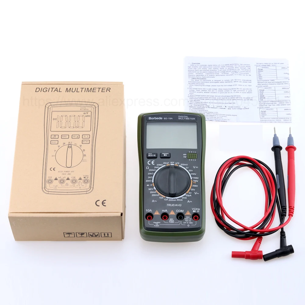 

With Voice Value Digital Multimeter ac dc rms Tester Voltage multimeter Current Resistance Capacitance NCV True RMS Multimeter