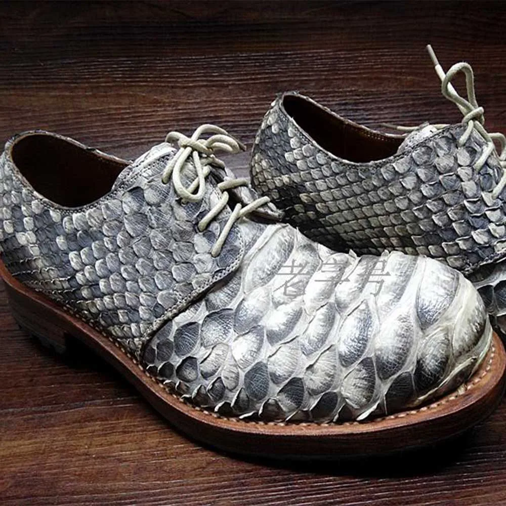 SIPRIKS Мужская обувь Goodyear со шнуровкой итальянская мужская из кожи питона