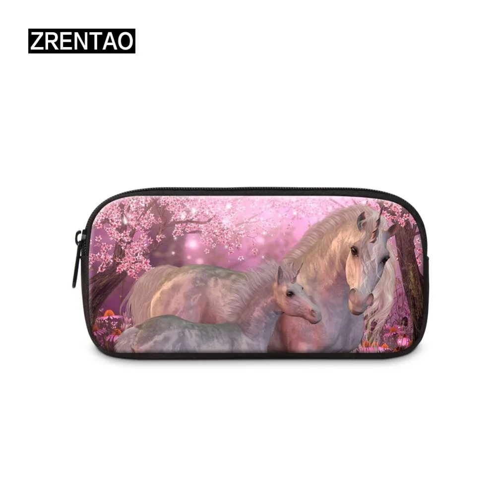 

Чехол для карандашей zренao с 3D принтом единорога, женский простой чехол на молнии для косметики, многофункциональные мешки для ручек, космет...