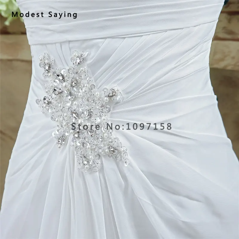 Женское вечернее платье белое а силуэта плиссированное с бусинами|vestido de noiva|de
