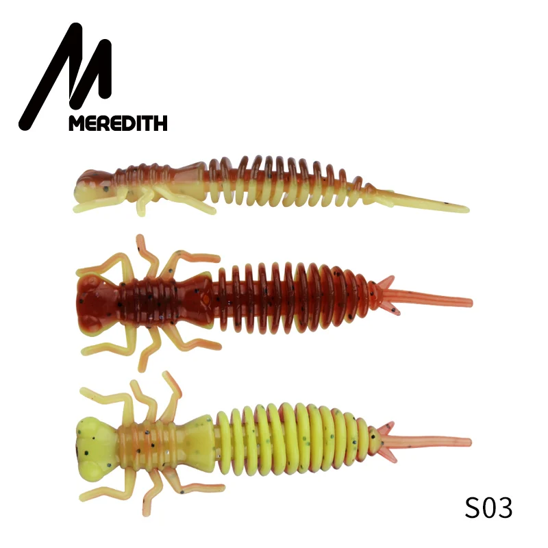 S03 MEREDITH 85 мм, 4 шт., мягкие приманки для рыбалки, искусственные рыболовные червь, личинка, силиконовые приманки для ловли щуки, гольян, пластиковые приманки - Цвет: S03