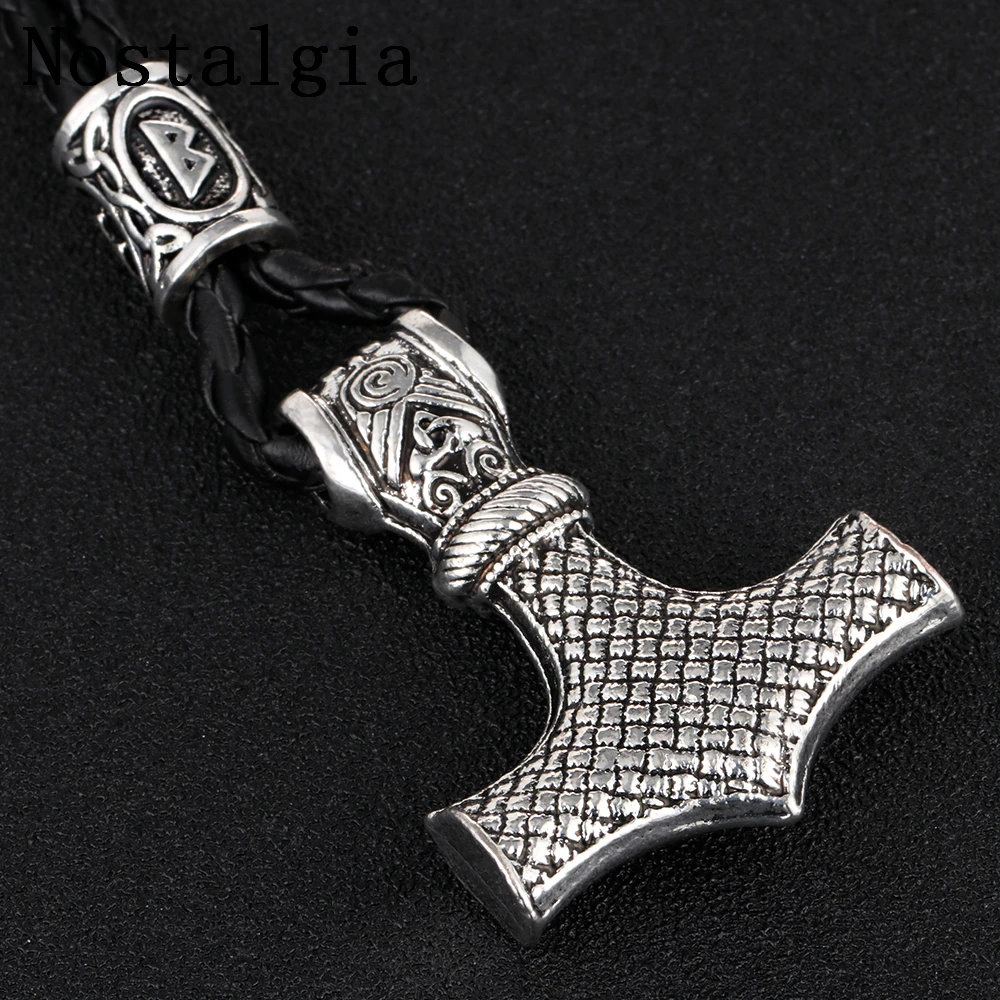 Ностальгия Thor Hammer Mjolnir бисер с рунами Viking браслет Norse Vikingos аксессуары
