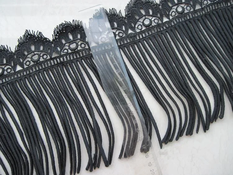 Новинка! 18 см черная белая искусственная кожа Материал пряжа бахрома отделка с