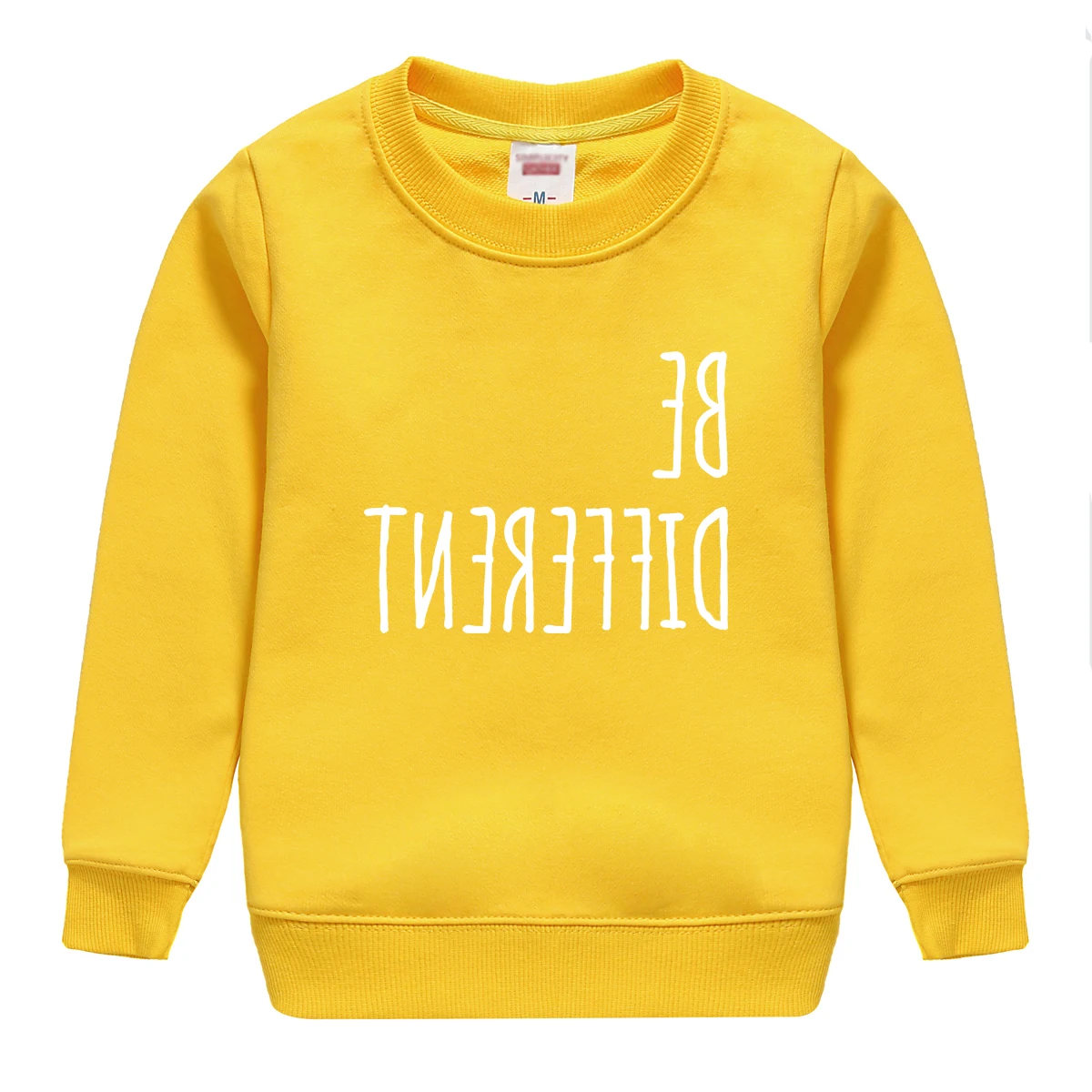 Be different/ г. Новая модная теплая хлопковая толстовка худи Топ для маленьких мальчиков и девочек, мягкий полувер, дизайн для детей от 4 до 13 лет, Детская футболка - Цвет: yellow