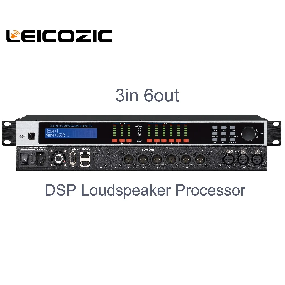 Leicozic DANT3.6 DSP громкоговоритель система Процессор 3in 6out цифровые аудио процессоры программное обеспечение управление processador de аудио AC220V