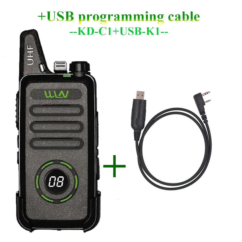 Add a cable WLN KD-C1 Plus Mini Walkie Talkie UHF 400-470 МГц с 16 каналами двухстороннее радио FM приемопередатчик KD-C1plus - Цвет: Add a cable