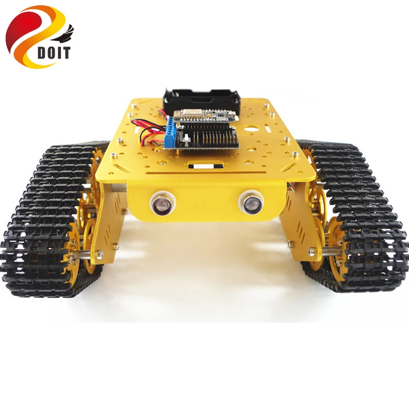 

DOIT WiFi RC Metal Robot Tank Chassis T300 from NodeMCU Development Kit with L293D Motor Shield DIY RC Tank Toy by App Phone