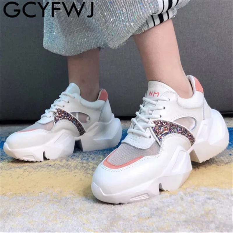 GCYFWJ/2019 г. женская обувь кожаные кроссовки с сетчатой дышащей подошвой женские