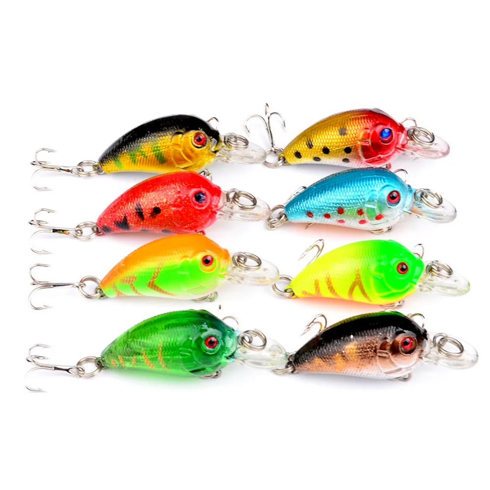 

8PCS Sea Fishing Pencil Minnow Crankbaits Crank Frashwater Fish Bass lure hook baits 4.5cm/4g Free shipping