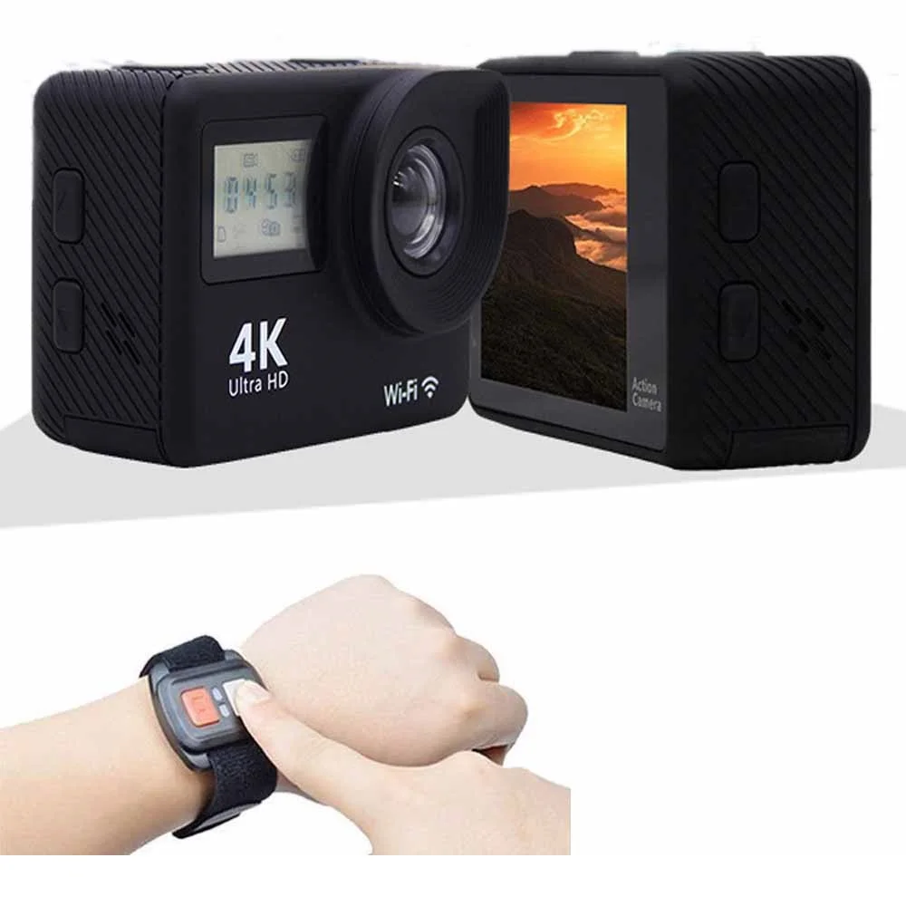 Купить ELECTSHONG Wifi 4 K 16MP Ультра HD экшн-видеокамера с двойным экраном Удаленная видеокамера DV селфи Цифровая видеокамера 30 м водонепроницаемая
