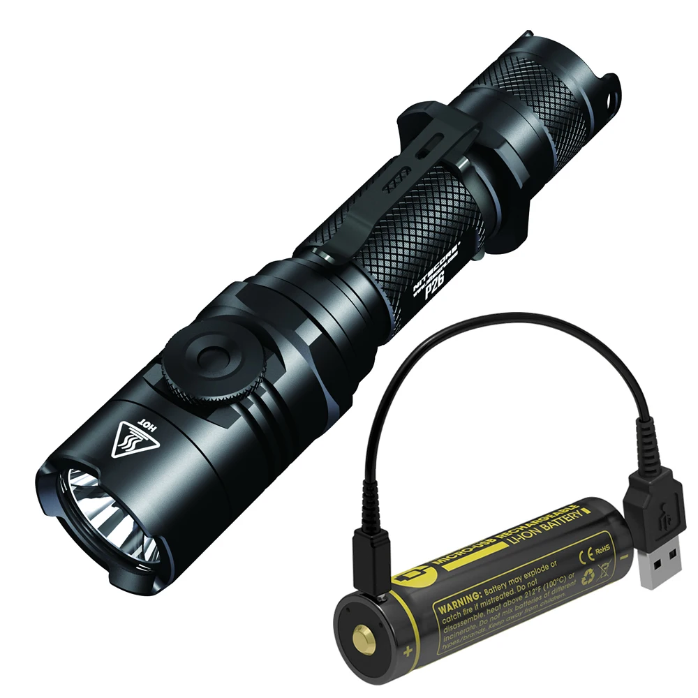 Оптовый прожектор NITECORE тактический фонарик P26 + USB порт 18650 батарея зарядный