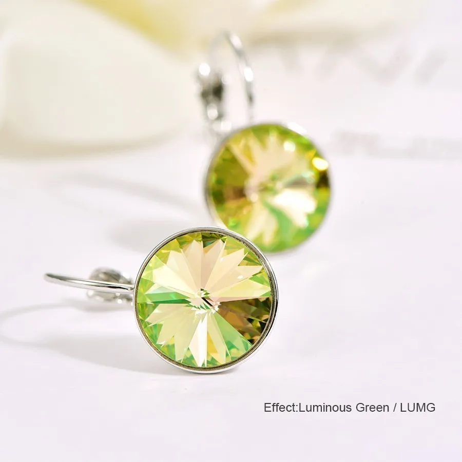 CRYSTAL-LUMG Висячие серьги с кристаллами Swarovski, новые модные висячие серьги, круглые женские серьги Bella, элегантные вечерние ювелирные изделия на свадьбу - Окраска металла: CRYSTAL-LUMG