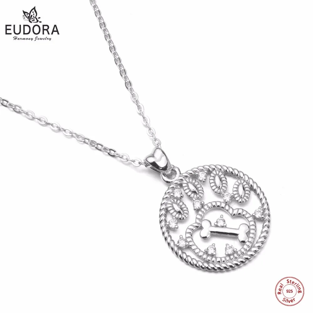 

Sterling Silver Necklace Pet Pendant with Crystal and 18inch Silver Chian for Women Fashion Jewelry Collar bijoux en argent