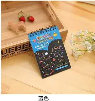 1 шт.+ 1 ручка милый мальчик девочка DIY катушка цветная живопись граффити Книга Эскиз блокнот рекламный подарок канцелярские принадлежности E0368 - Цвет: Blue
