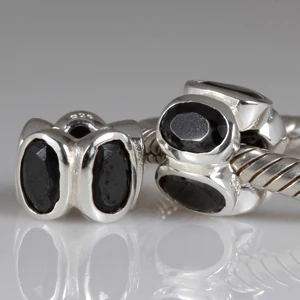 Горячая продажа Стерлингового Серебра 925 проложить черный горный хрусталь Шарм