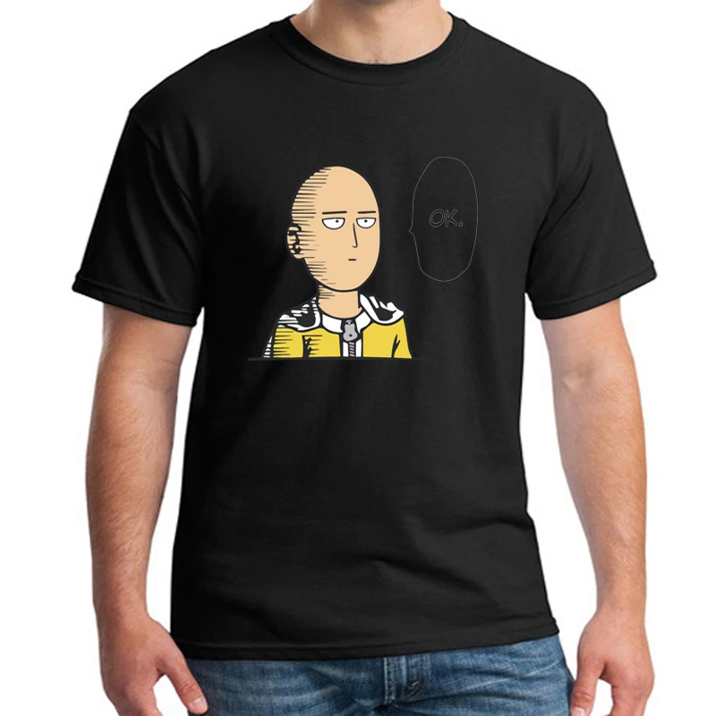 Летняя мужская футболка с мультяшным принтом аниме One Punch лидер продаж из 100%