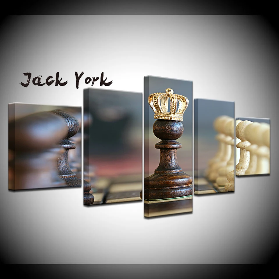 

Canvas Painting International chess 5 Pieces Wall Art Painting Modular Wallpapers Poster Print for living room Home Decor
