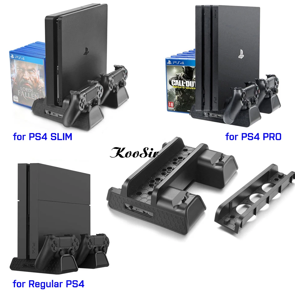 Вертикальная подставка для PS4/Slim/Pro охлаждающий вентилятор зарядное устройство